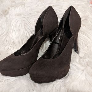 Dark Brown Platform Suede Pumps New in Box